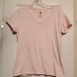 *3 for $10*Hanes pale pink v neck tee